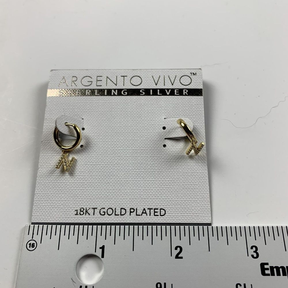 Argento Vivo Womens 18k Gold Plated Initial Letter N Huggie C Hoop Earrings 20$